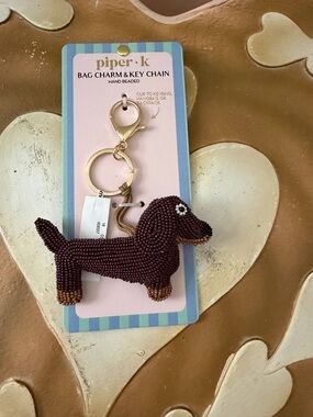 Piper K Beaded Dachshund Bag Charm or Keychain